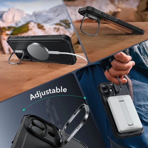  iPhone 16 Kék ESR - Cyber Armor Kitámasztós Tok - 4