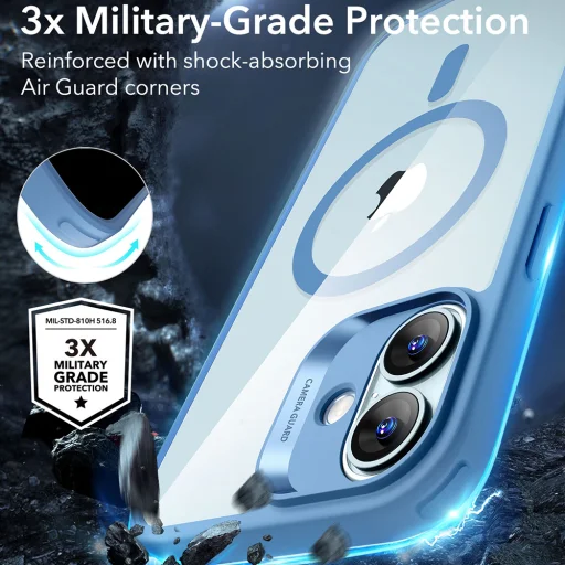  iPhone 16 Átlátszó Kék ESR Classic Hybrid HaloLock tok - 3