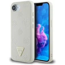 iPhone 16e (SE 4 2025) bézs GUESS tok kompatibilis MagSafe GUHMPSE4PGBTME (Grained PU Hot Stamp Peony Triangle Logo) tok