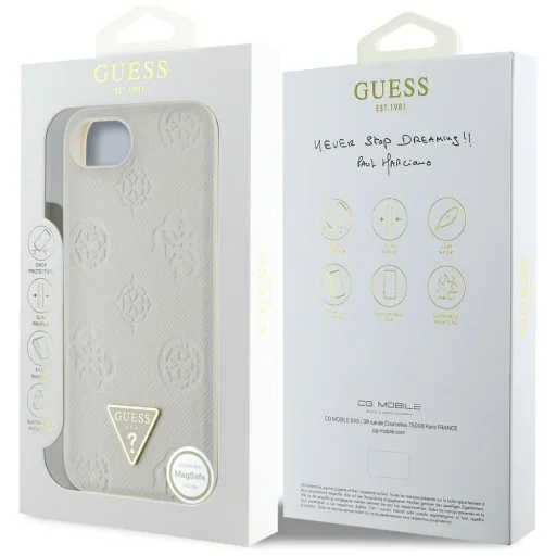  iPhone 16e (SE 4 2025) bézs GUESS tok kompatibilis MagSafe GUHMPSE4PGBTME (Grained PU Hot Stamp Peony Triangle Logo) tok - 8