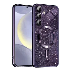 Techsuit - Luxusné Trblietavé MagSafe - Samsung Galaxy S24 Plus - Tmavofialové puzdro