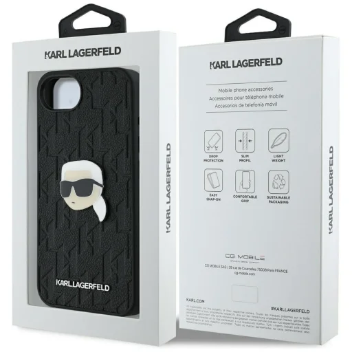  Apple iPhone 16e (SE 4 2025) fekete KARL LAGERFELD tok KLHCPSE4PGKLKIPK (PU Monogram K. Head Pin) - 8