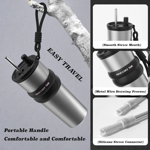  Techsuit - Hőtartó bögre (THM7) - Autós pohár, Egy csőr, 316 rozsdamentes acél, 710 ml - Szürke - 7