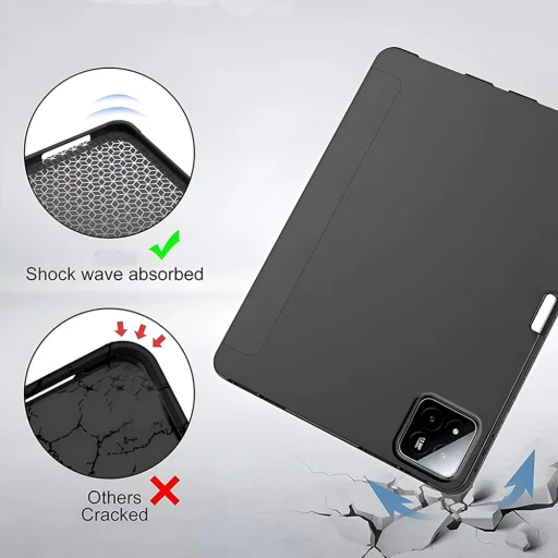  Techsuit - Flex Háromállású Tok (ceruzatartóval) - Xiaomi Pad 7 / 7 Pro - Fekete tok - 5