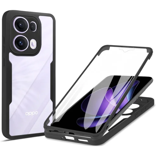  Techsuit - ColorVerse 360 Sorozat + Képernyővédő - Oppo Reno13 Pro - Fekete tok - 1