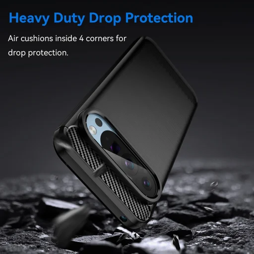  Techsuit - Szén-szilikon - Google Pixel 9 Pro / 9 - Fekete tok - 4