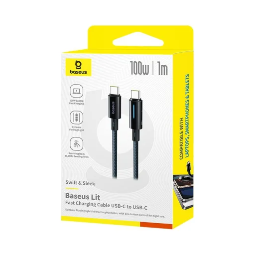 Baseus Lit Kábel USB-C - USB-C 1m 100W Kozmikus Fekete - 5