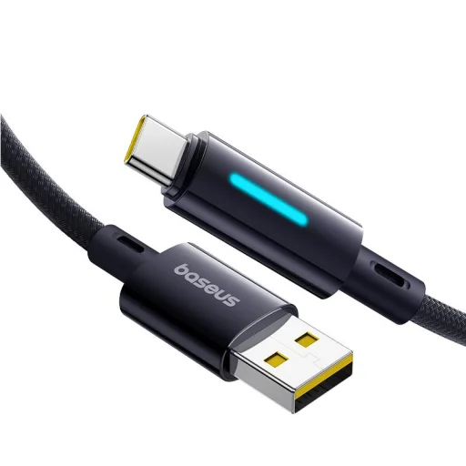 Baseus Lit gomb-vezérléses gyorstöltő adatkábel USB-A to USB-C 100W 1m kozmikus fekete - 3