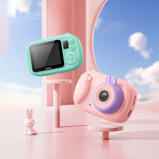 HOCO gyerek fényképezőgép szelfi funkcióval DV205 rózsaszín - 7