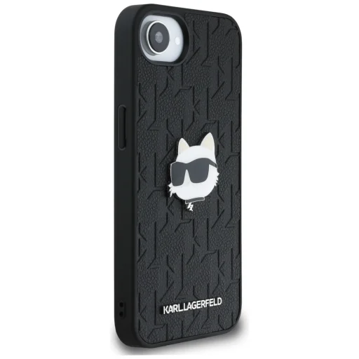  iPhone 16e fekete Original Pouch KARL LAGERFELD Monogram Choupette Head Pin tok - 4