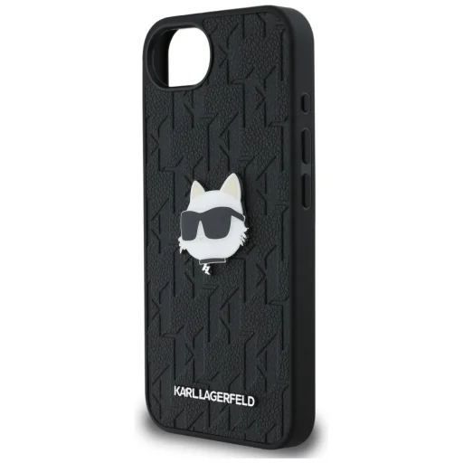  iPhone 16e fekete Original Pouch KARL LAGERFELD Monogram Choupette Head Pin tok - 6