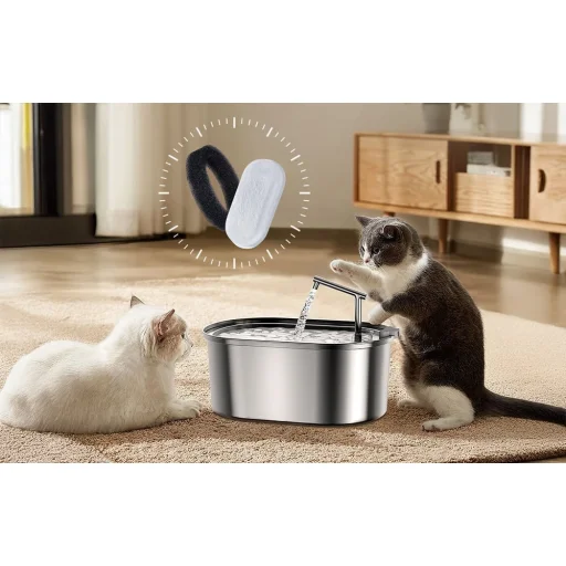 Rojeco 3,2L /2L rozsdamentes acél macska vizes szökőkút szűrők 4 darabos készlet - 2