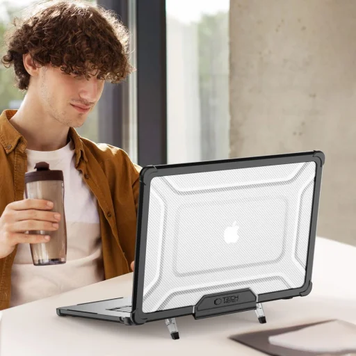 Tech-protect Smartshell Pro MacBook Air 15 M2 / M3 / M4 / 2023-2025 Fekete/átlátszó tok - 8