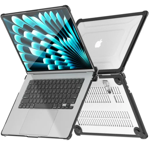 Tech-protect Smartshell Pro MacBook Air 15 M2 / M3 / M4 / 2023-2025 Fekete/átlátszó tok - 3