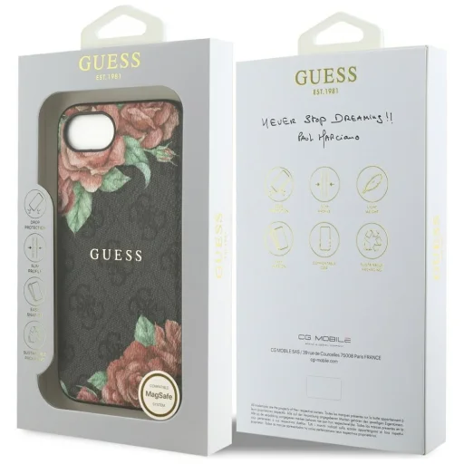 iPhone 16e fekete Eredeti Guess 4G Flowers Print MagSafe tok - 8