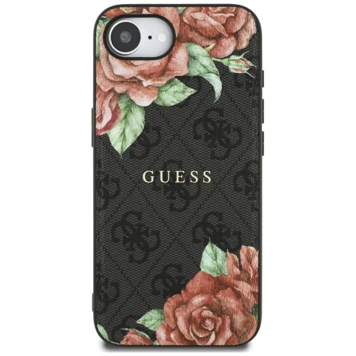  iPhone 16e fekete Eredeti Guess 4G Flowers Print MagSafe tok - 3