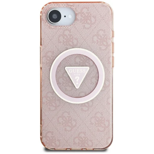  iPhone 16e Pink Original Case GUESS IML Metal Glitter 4G Circle Triangle MagSafe tok - 3