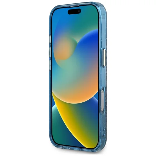  iPhone 16 Pro Kék Guess - IML Metal Glitter 4G Körtéglalap Háromszög MagSafe tok - 5