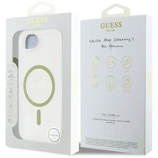  iPhone 16e átlátszó GUESS Original Case IML Glitter Circle MagSafe tok - 8