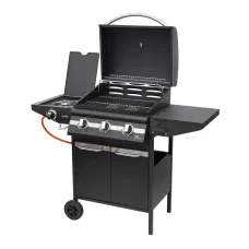Home GRG01 gázgrill, 3 főégővel, 1 oldalégővel, 3,2 kW teljesítmény égőnként, nyomásszabályozó készlettel