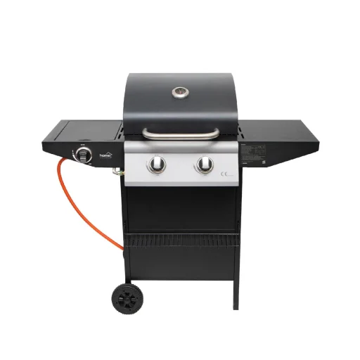 Home GRG02 gázgrill, 2 főégővel, 1 oldalégővel, 3,2 kW égőnkénti teljesítmény, 440x400 mm sütőfelület, nyomásszabályozó készlettel - 2