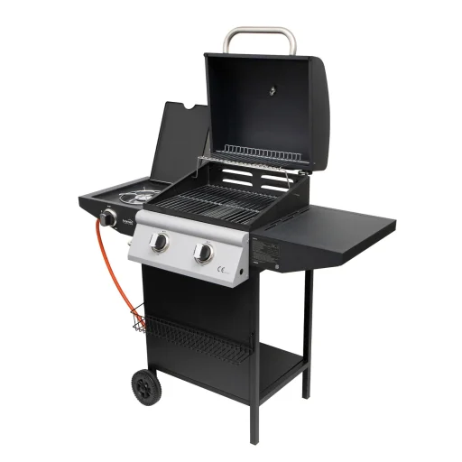 Home GRG02 gázgrill, 2 főégővel, 1 oldalégővel, 3,2 kW égőnkénti teljesítmény, 440x400 mm sütőfelület, nyomásszabályozó készlettel - 1
