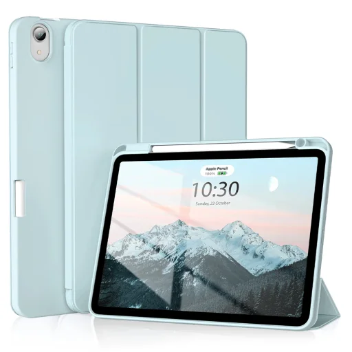  Techsuit - Rugalmas háromszorosan hajtható tok (ceruzatartóval) - iPad Air 4 (2020) / Air 5 (2022) - Égkék - 1
