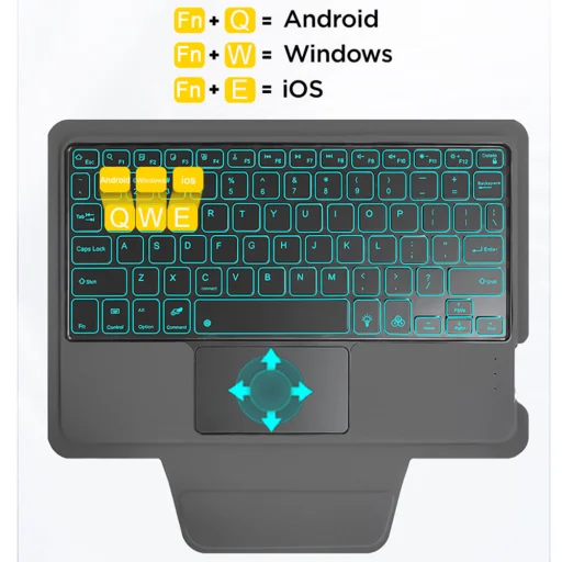 Techsuit - KeyTab Pro (RGB Vezeték nélküli Billentyűzettel / Stylus Tolltartóval) - iPad Air 4 (2020) / Air 5 (2022) / Air 11 (2024-2026) - Fekete tok - 7