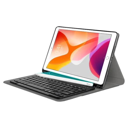  Techsuit - CozyTab Tok (ceruzatartóval/RGB vezeték nélküli mágneses billentyűzettel) - iPad 10.2 (2019 / 2020 / 2021) - Fekete tok - 6