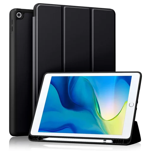  Techsuit - Flex Trifold (ceruzatartóval) - iPad 10.2 (2019 / 2020 / 2021) - Fekete tok - 1