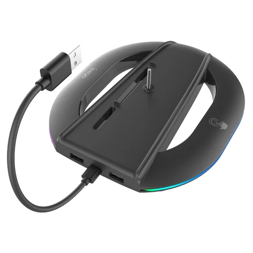iPega P5S035SAH Vertikálny stojan (2xUSB-A) s RGB osvetlením pre PS5 Slim/PS5 Pro čierny - 2