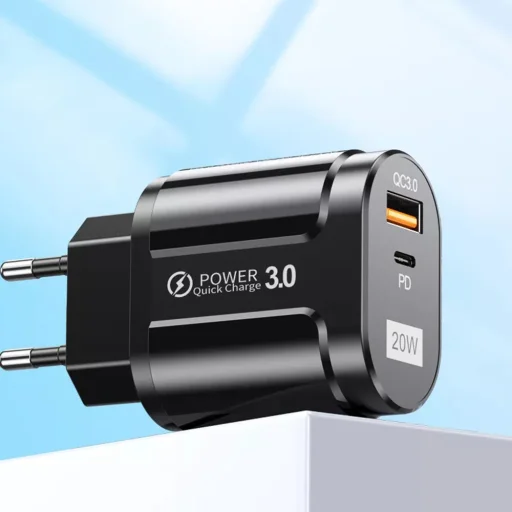 Techsuit - Fali Töltő Prémium (CHPD038) - USB-A, QC 3.0, USB-C, 20W - Fehér - 2
