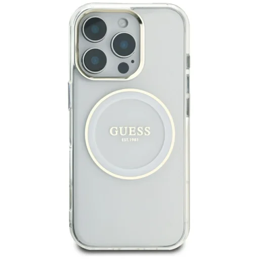  iPhone 16 Pro Max Fehér Original GUESS IML Metal Colored Circle Classic Logo MagSafe tok - 3