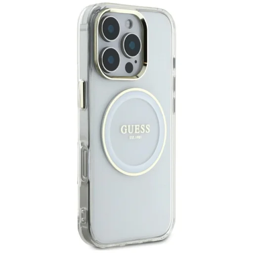  iPhone 16 Pro Max Fehér Original GUESS IML Metal Colored Circle Classic Logo MagSafe tok - 4