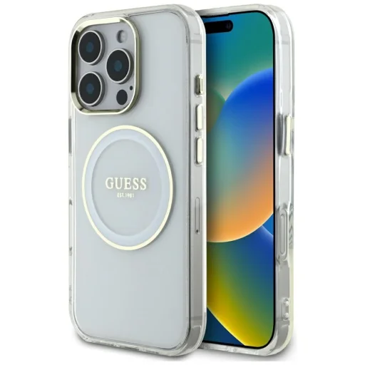  iPhone 16 Pro Max Fehér Original GUESS IML Metal Colored Circle Classic Logo MagSafe tok - 1