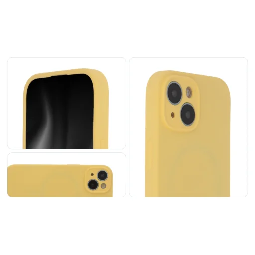 Soft Touch Mag tok iPhone 15 6,1" pasztell sárga - 3