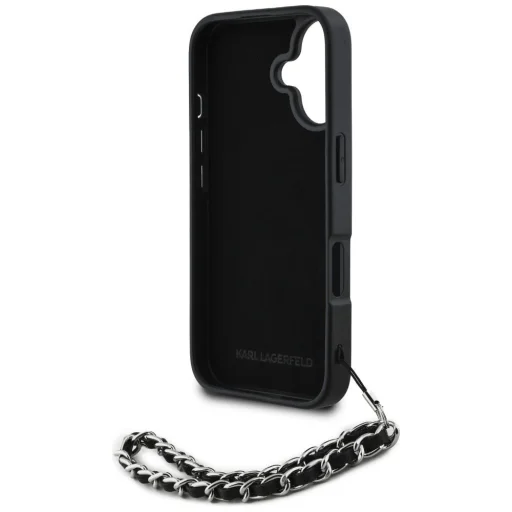  iPhone 16 Fekete Karl Lagerfeld Saffiano Crystals lánccal tok - 6