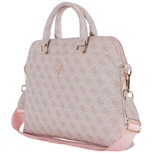 Guess 4G Zipper Pocket Triangle Logo 15" Laptop Bag - Pink - 6