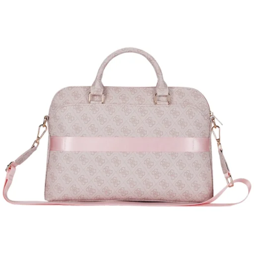 Guess 4G Zipper Pocket Triangle Logo 15" Laptop Bag - Pink - 7