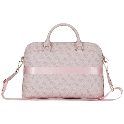 Guess 4G Zipper Pocket Triangle Logo 15" Laptop Bag - Pink - 2