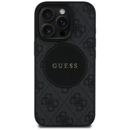  iPhone 16 Pro fekete Guess 4G Circle Classic Logo MagSafe tok - 3