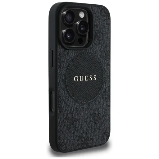  iPhone 16 Pro fekete Guess 4G Circle Classic Logo MagSafe tok - 4