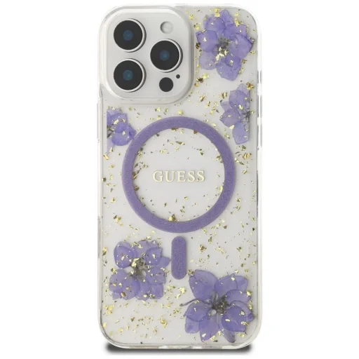  iPhone 16 Pro lila Guess Resin Flowers MagSafe tok - 3