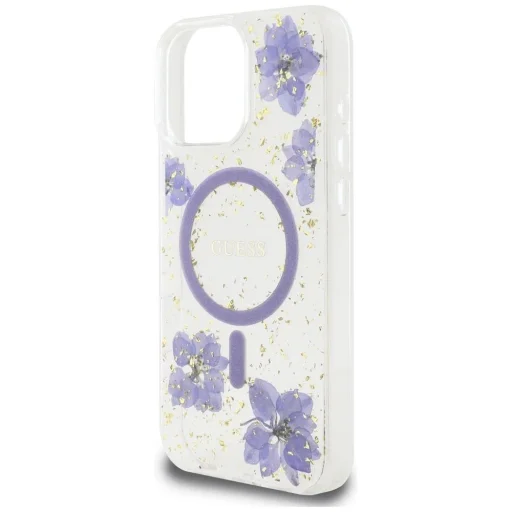  iPhone 16 Pro lila Guess Resin Flowers MagSafe tok - 6