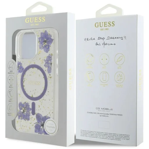  iPhone 16 Pro lila Guess Resin Flowers MagSafe tok - 8
