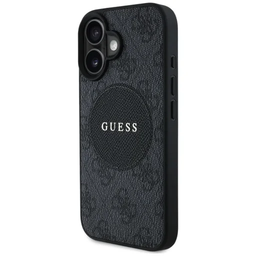  iPhone 16 fekete Guess 4G Circle Classic Logo MagSafe tok - 2