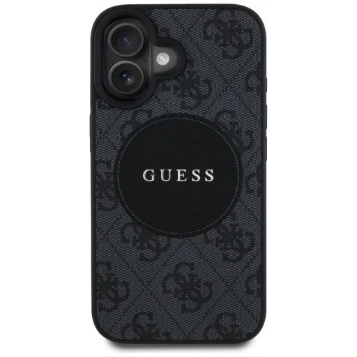  iPhone 16 fekete Guess 4G Circle Classic Logo MagSafe tok - 3