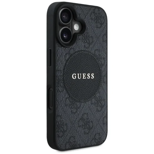  iPhone 16 fekete Guess 4G Circle Classic Logo MagSafe tok - 4