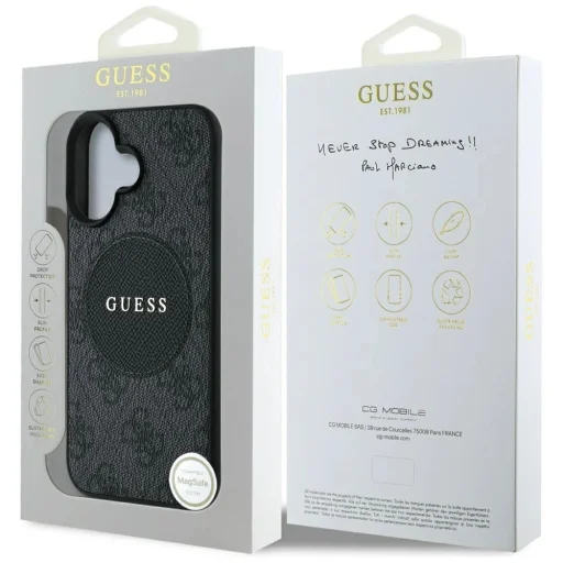  iPhone 16 fekete Guess 4G Circle Classic Logo MagSafe tok - 8
