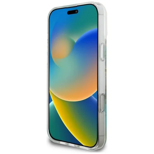  iPhone 16 Pro Átlátszó Zöld Guess Gyanta Virágok Glitter MagSafe tok - 5